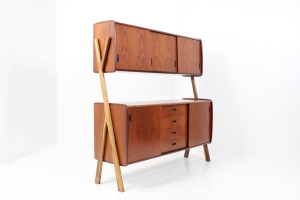 Retro Vintage Organic Shaped Standing Wall Unit in Teak