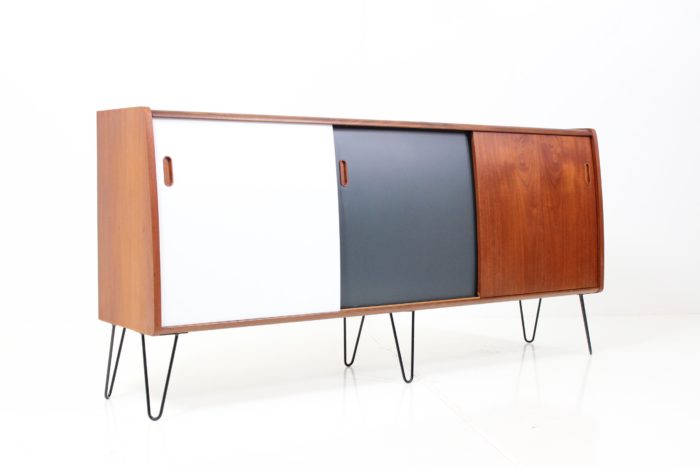 Retro Vintage Classical Mid-Century Bent Front Sideboard in Teak