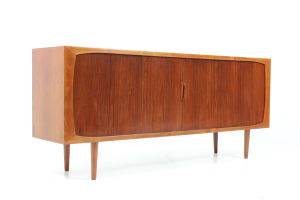 Danish Vintage Tambour Door Sideboard by Bernhard Pedersen for Hos Wulff