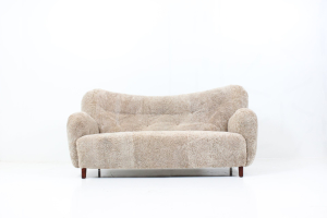 Organic Shaped Three Seater Sofa in Sheep Skin