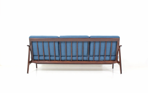 Vintage Three Seater Cushion Sofa in Teak for Knoll Antimott